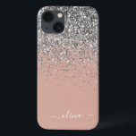 Rosa Rose Gold Silber Glitzer Monogram Case-Mate iPhone Hülle<br><div class="desc">Rose Gold - Schwarz Rosa und Silber Imitate Sparkle und Dripping Glitzer gebürstete Metal Monogram Name und Anfangssondo Telefon. Das macht den perfekten 16 Geburtstag,  Hochzeit,  Brautparty,  Jubiläum,  Babydusche oder Junggeselinnen-Abschied Geschenk für jemanden,  der Lieben glamourösen Luxus und schicke Stile.</div>