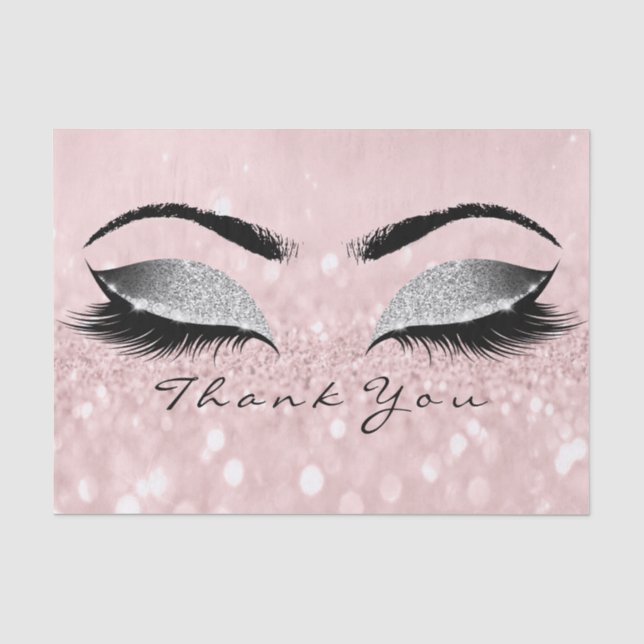 Rosa Rose Gold Silver Glitzer Danke für Ihre Aufme Seidenpapier (Vorderseite)