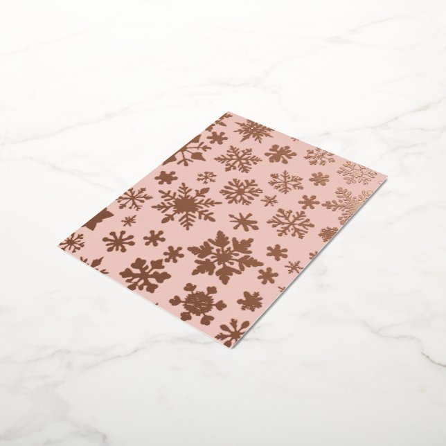 Rosa Rose Gold Snowflake Weihnachtsfeier Postkarte (Gedreht)