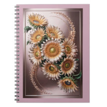 Rosa Rose Gold Sonnenblumen Metallic Pink Notebook
