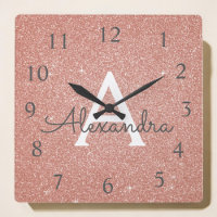 Rosa - Rose Gold Sparkle Glitzer Monogram Name
