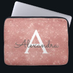Rosa Rose Gold Sparkle Modern Monogram Name Laptopschutzhülle<br><div class="desc">Rosa Rose Gold Sparkle Moderne Monogram Name Sleeve. Diese Hülle kann auf Ihren Anfangs- und Vornamen angepasst werden.</div>