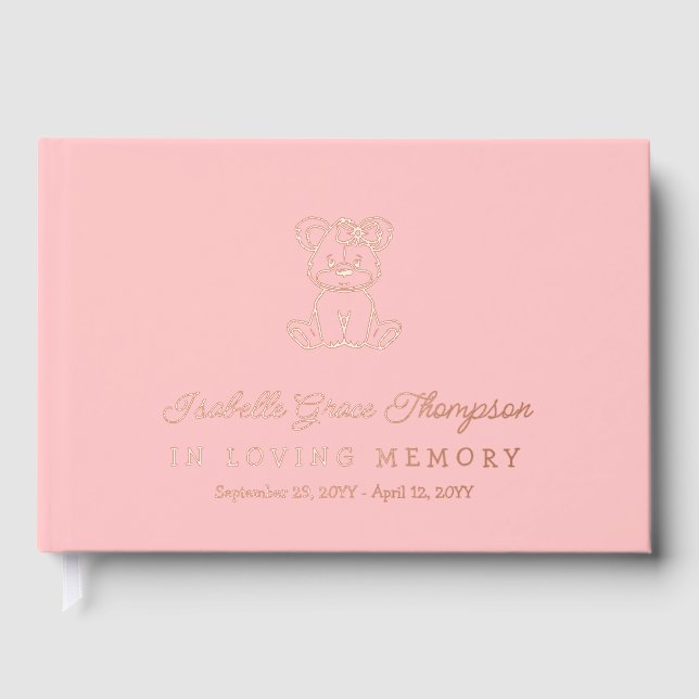 Rosa Rose Gold Teddy Bärenmädchen in lieblicher Er Gästebuch (Vorderseite)