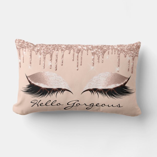 Rosa Rose Gold Tropfen Makeup Lashes Lendenkissen (Vorderseite)