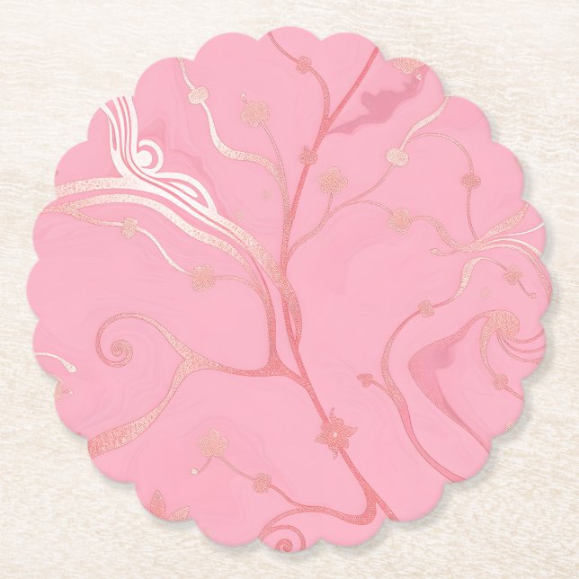 Rosa Rose Gold Untersetzer Set (Vorderseite)