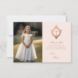 Rosa Rose Gold Wappen Girl Foto Dankeskarte
