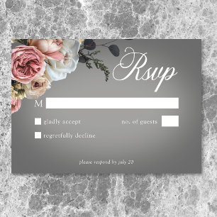 Rosa Rose Grau Hochzeit RSVP Karte