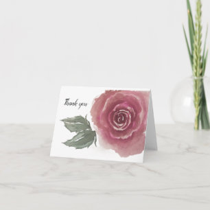 Rosa Rose, grün Blätter - unbedruckt Karte