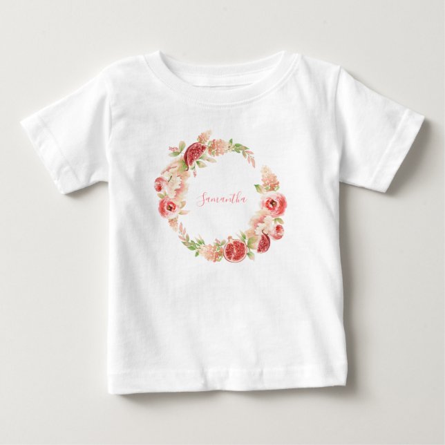 Rosa Rose Grüne Girl Baby T-shirt (Vorderseite)