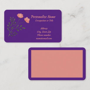 Rosa Rose Grüner Steg Lila Trendy Visitenkarte