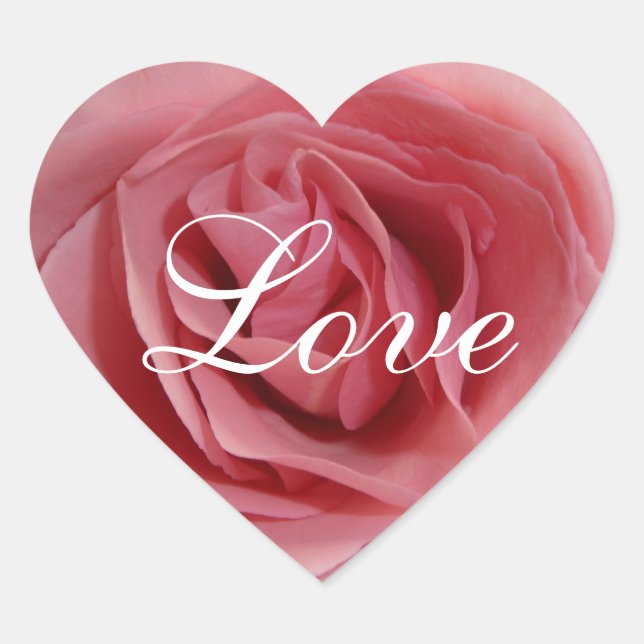 Rosa-Rose-Heftpflaster Herz-Aufkleber (Vorderseite)