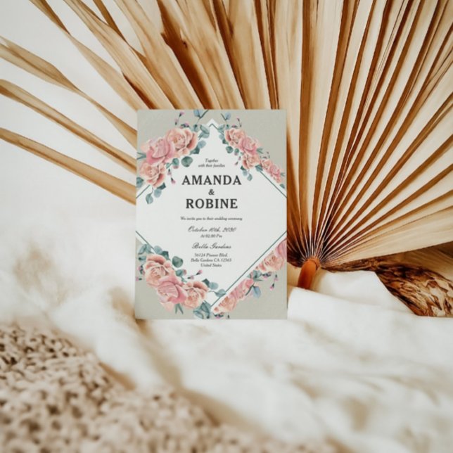 Rosa-Rose-Hochzeitsempfang Einladung (Von Creator hochgeladen)