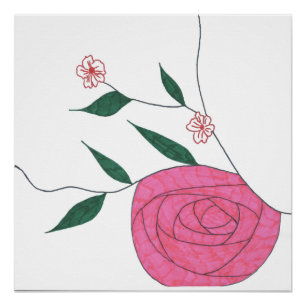 Rosa Rose Ikebana Zen Minimalistischer Blumenstrau Poster