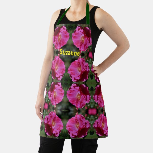 Rosa Rose im Blütenmuster Personalisiert Schürze (InSitu)