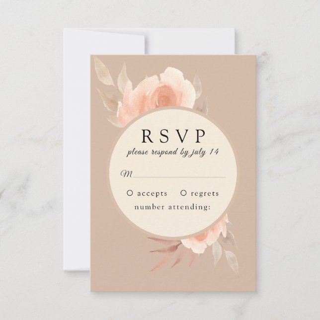 Rosa Rose im Rahmen Botanische Hochzeit RSVP Karte (Vorderseite)