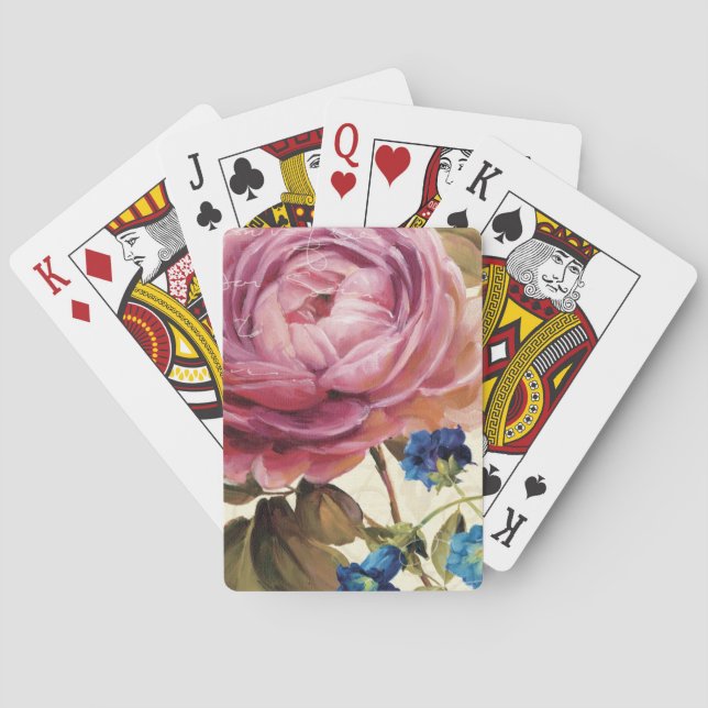 Rosa Rose in der vollen Blüte Spielkarten (Rückseite)