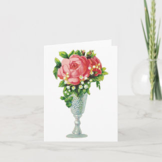 Rosa Rose in einer Vase Notizkarte Karte