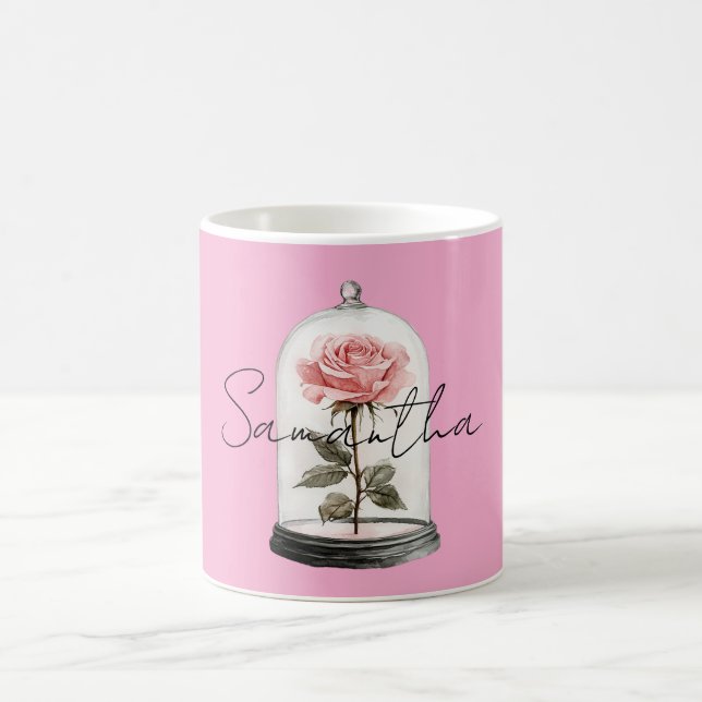 Rosa Rose in Glas Kaffeetasse (Mittel)