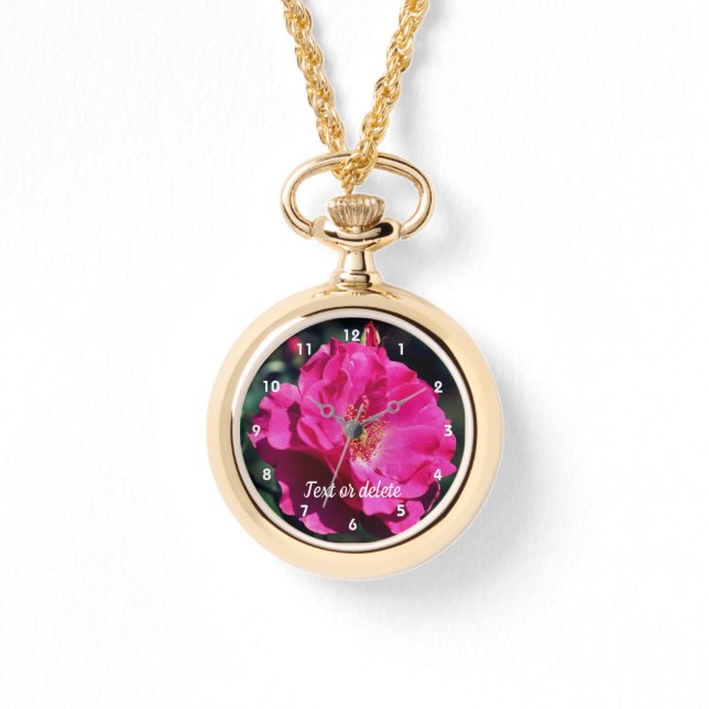 Rosa Rose in voller Blüte Personalisiert Nah Armbanduhr (Vorderseite)
