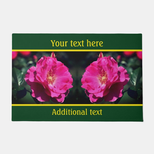 Rosa Rose in voller Blüte Personalisiert Nah Fußmatte (Vorderseite)