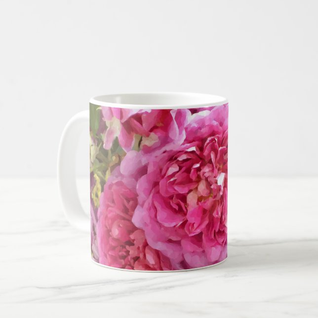 Rosa Rose Kaffeetasse (Vorderseite Links)