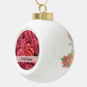 Rosa Rose Keramik Kugel-Ornament