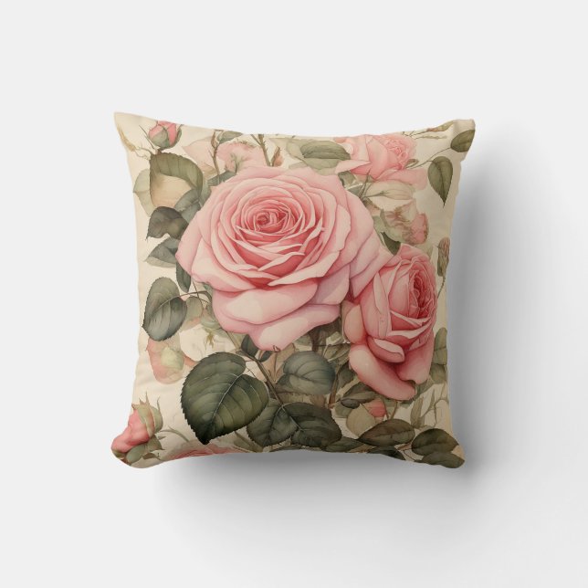 Rosa Rose Kissen (Vorderseite)
