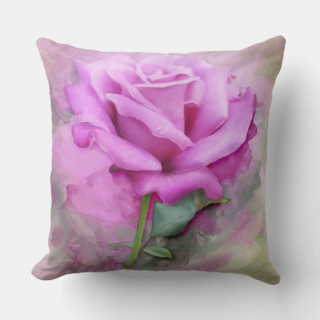 Rosa Rose Kissen (Vorderseite)