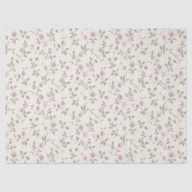 Rosa Rose knospt Elfenbein-schäbiges Seidenpapier (Vorderseite)