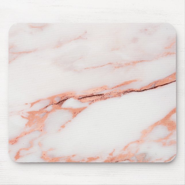 Rosa Rose Kupfer Weiß Graue Marmorplatte Mousepad (Vorne)