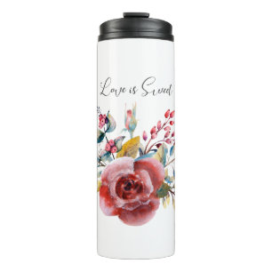Rosa Rose Liebe ist süß Thermosbecher