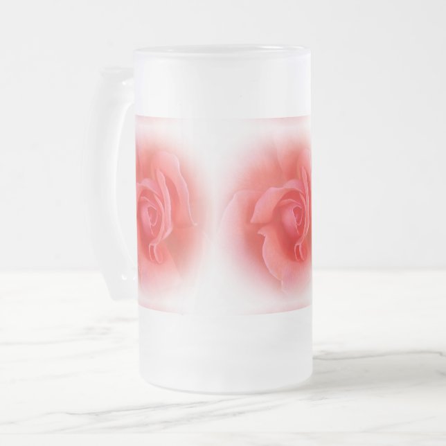 Rosa Rose Mattglas Bierglas (Vorderseite Links)