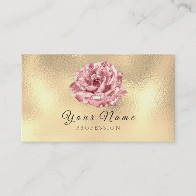 Rosa Rose Metallic Lux Champagne Gold Glass Visitenkarte (Vorderseite)