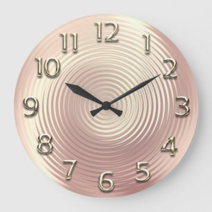 Rosa Rose Minimal Metallische römische Zahlen Große Wanduhr
