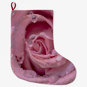 Rosa Rose mit Dewdrops Großer Weihnachtsstrumpf