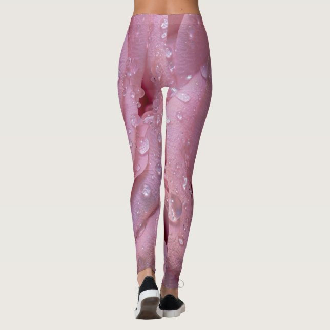 Rosa Rose mit Dewdrops Leggings (Rückseite)