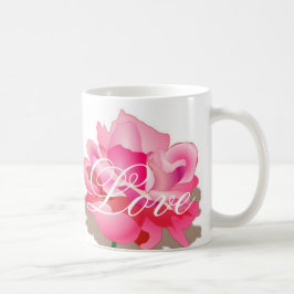 Rosa Rose mit Liebe Kaffeetasse