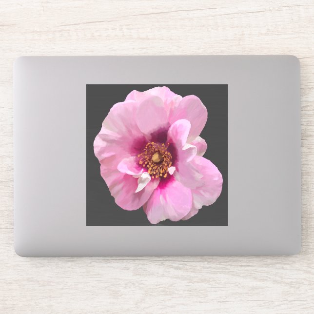 Rosa Rose mit Lila Herz - Ölgemälde Aufkleber (Computer)