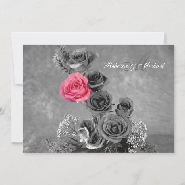 Rosa Rose mit Monogramm (Vorderseite)
