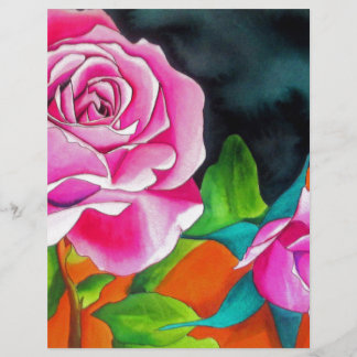 Rosa Rose mit orangefarbener Aquarellkunst