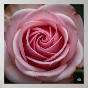 Rosa Rose mit Spiralblättern Poster