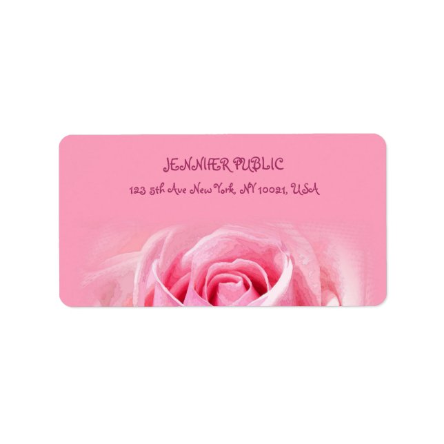 Rosa Rose Moderne elegante Vorlage Floral Adresse Adressaufkleber (Vorne)