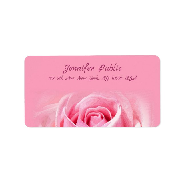 Rosa Rose Moderne kreative Wasserfarbe Schlicht Adressaufkleber (Vorne)