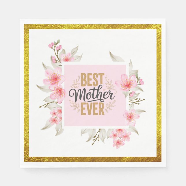 Rosa Rose Muttertag I Beste Mutter überhaupt Serviette (Vorderseite)