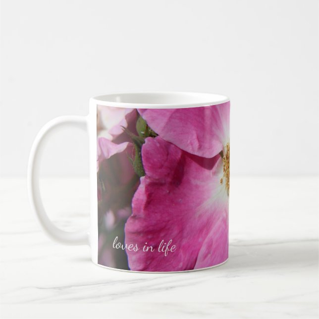 Rosa Rose nach oben nah Kaffeetasse (Links)