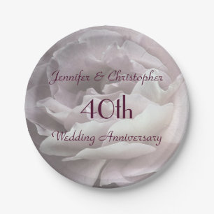 Rosa Rose, Name, 40. Hochzeitstag, Blumenkohl Pappteller
