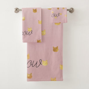 Rosa Rose Ombre Gold Cats Badhandtuch Set