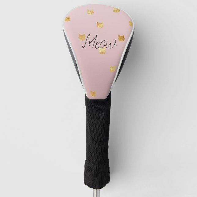 Rosa Rose Ombre Gold Cats Golf Headcover (Vorderseite)