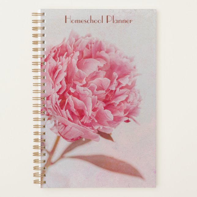 Rosa Rose Peony Custom Homeschool Planer (Vorderseite)