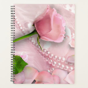 Rosa Rose, Perlen und Perlen Planer